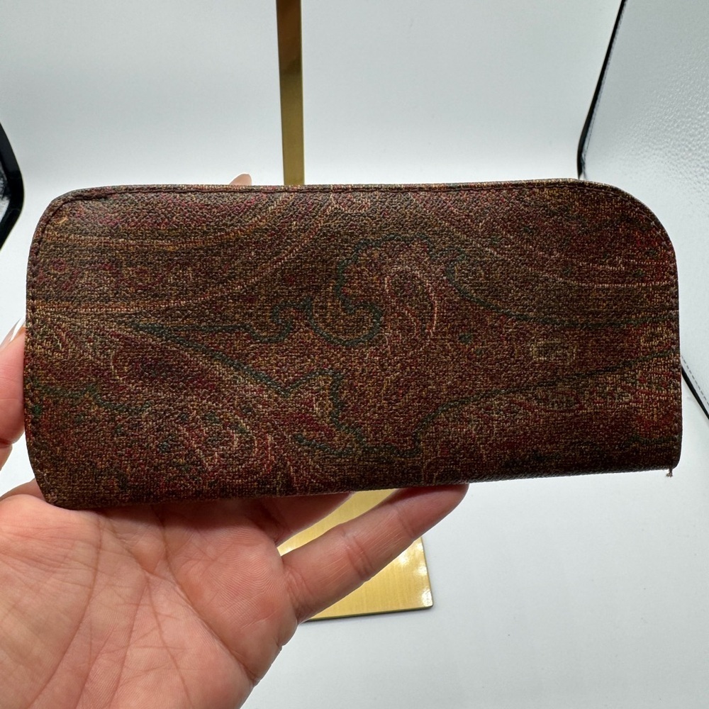 Etro Paisley Glasses Case Brown and Burgundy Tones